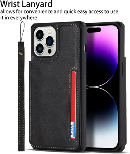 Miniatura 6 de Cavor Funda para iPhone 14 Pro con tarjetero, funda tipo cartera para iPhone 14 Pro para mujeres y hombres, funda de teléfono para iPhone 14 Pro