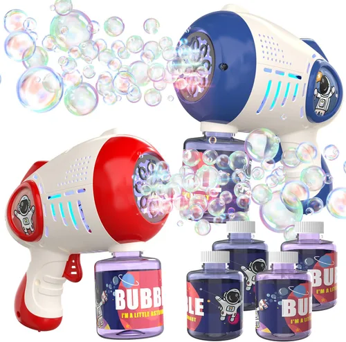 Miniatura 11 de EagleStone Juguetes para niños y niñas de 3+ años, paquete de 2 pistolas de burbujas con solución de burbujas, juguete al aire libre para niños