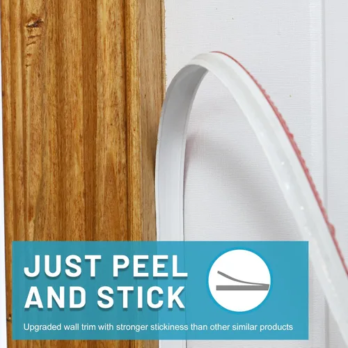 Miniatura 5 de Tira de Calafateo Flexible para Moldura de Pared, 1/2 pulgada x 10 pies, Tira Adhesiva Despegable para Decoración de Esquina de Pared, Techo, Borde