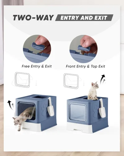 Miniatura 2 de Caja de arena para gatos cerrada, caja grande de arena para gatos grandes, cajas de arena para gatos cubiertas con tapa, caja de arena para gatos