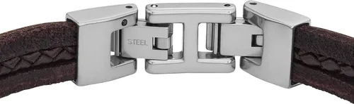 Miniatura 3 de Fossil Pulsera casual de acero inoxidable y cuero genuino para hombre