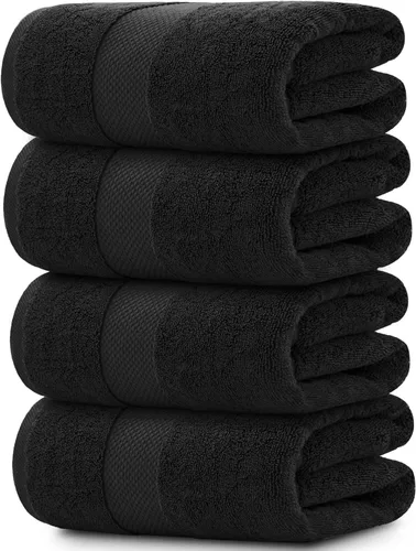 Miniatura 11 de White Classic - Juego de toallas de baño de lujo, grandes, 4 piezas - 700 GSM de algodón turco ultra suave, 27 x 54 pulgadas Toallas de baño