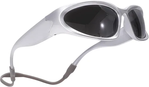 GUVIVI Gafas de sol para niños con correa envolvente, gafas de sol futuristas para niños y niñas, persianas ovaladas de 4 a 12 años