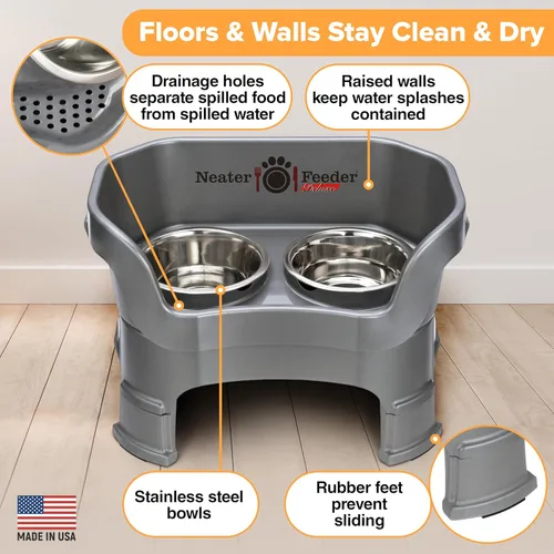 Miniatura 5 de Neater Feeder Deluxe - Soporte de tazón elevado para perro mediano, antidesorden y antiderrames, de Estados Unidos, extensiones en las patas, juego