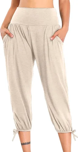 Miniatura 162 de Pantalones capri para mujer, estilo casual, de verano, elásticos, de cintura alta, pantalones de yoga, ajuste atlético, pantalones deportivos