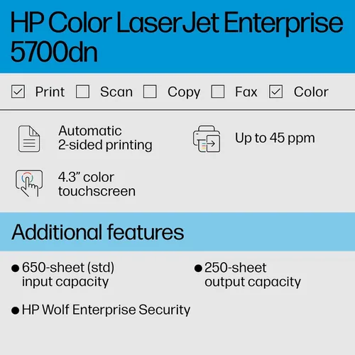 Miniatura 2 de HP Impresora Color LaserJet Enterprise 5700dn, la mejor para empresas (6QN28A)