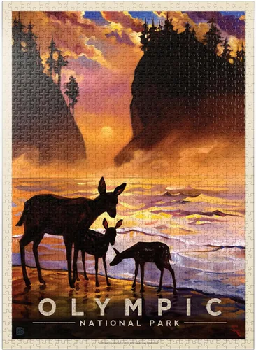 MyPuzzle Olympic National Park: Momento mágico, póster vintage, rompecabezas premium de 1000 piezas para adultos