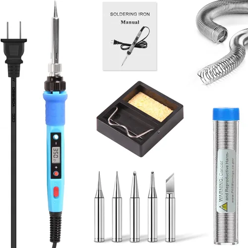 Miniatura 12 de Kit de soldar LDK de 60W, 110V, con temperatura ajustable, pistola de soldar eléctrica, herramienta de soldar, 5 piezas de puntas de repuesto y 60w