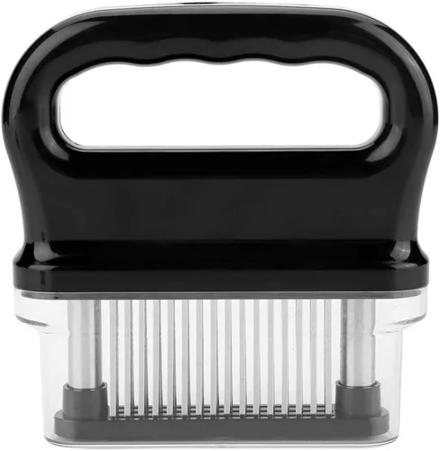Miniatura 7 de Herramienta ablandadora de carne con 48 hojas de aguja ultra afiladas de acero inoxidable para ablandar carne, carne de res con cepillo de limpieza