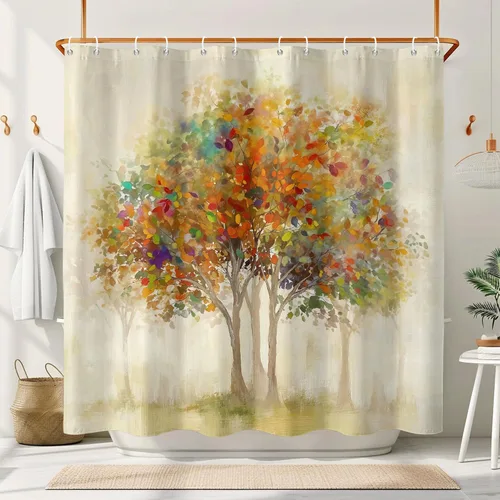 Miniatura 12 de Cortina de ducha con diseño de árbol de la vida, cortina de ducha de vidrio emplomado, cortinas de ducha artística para baño, juego de cortina