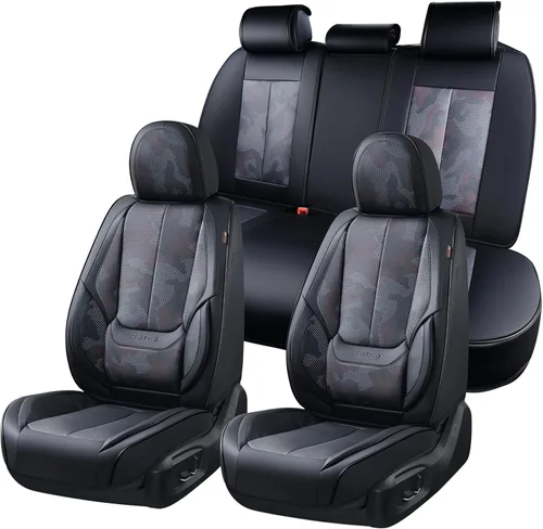 Miniatura 14 de Coverado Juego completo de fundas de asiento de automóvil, fundas de asiento para automóviles, fundas de asiento de coche beige para asientos
