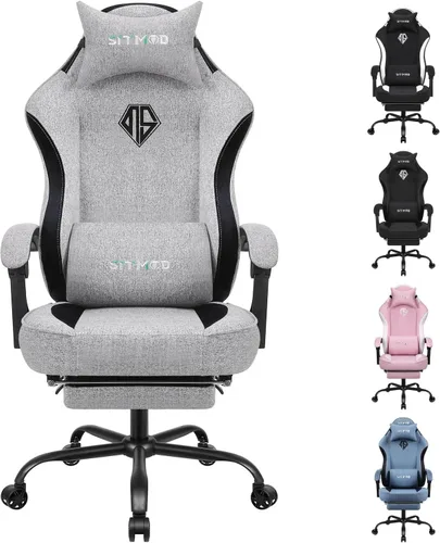 Miniatura 9 de SITMOD Silla de juegos – Silla de juegos grande y alta para adultos con peso máximo de 400 libras, altura y ángulo ajustables, reposapiés y soporte