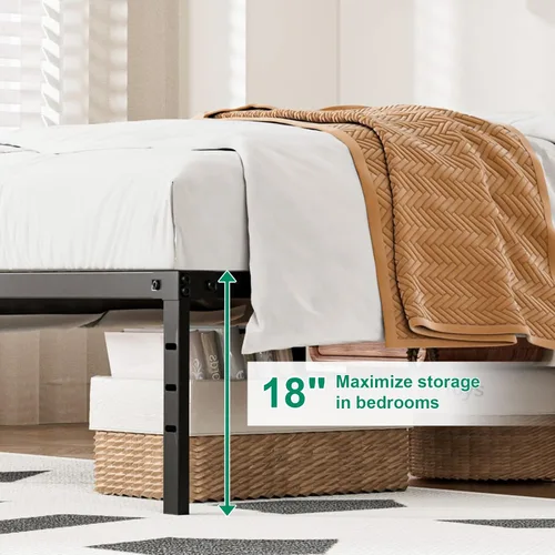 Miniatura 3 de RRG Bastidores de cama individual de 18 pulgadas, cama individual, plataforma de metal resistente con configuración sin herramientas, fácil montaje