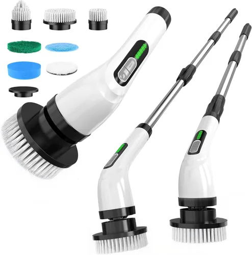 Miniatura 10 de Highyes Limpiador eléctrico giratorio, potente cepillo de limpieza de 2 velocidades, IPX7 impermeable con 7 cabezales de cepillo reutilizables