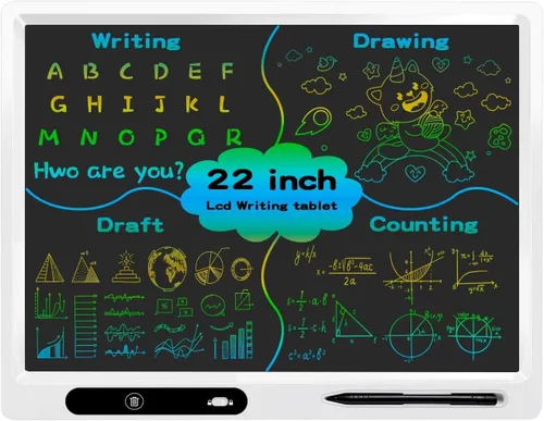Miniatura 10 de Tableta de escritura LCD 2 en 1 de 16 pulgadas para niños con parte trasera magnética de pizarra blanca, tablero de dibujo y aprendizaje de doble
