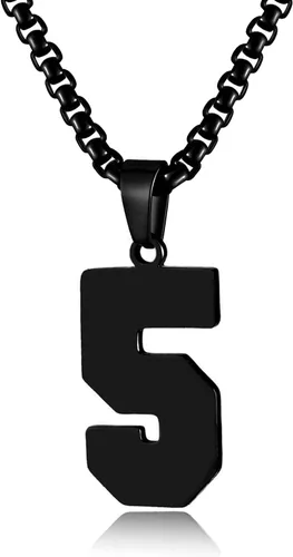 Miniatura 36 de Collar de Número Dorado para Hombre, Cadena de Acero Inoxidable con Colgante de Número para Atletas, Joyería Deportiva Personalizada para Niños