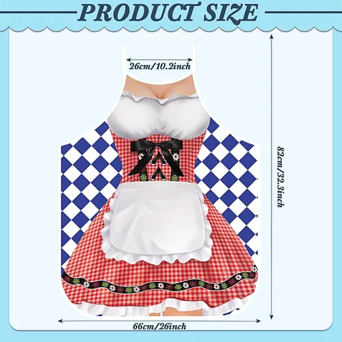 Miniatura 4 de Hillban 2 delantales de Oktoberfest para mujeres y hombres, delantal alemán para disfraz de Oktoberfest para parejas, cocinar, barbacoa, regalos