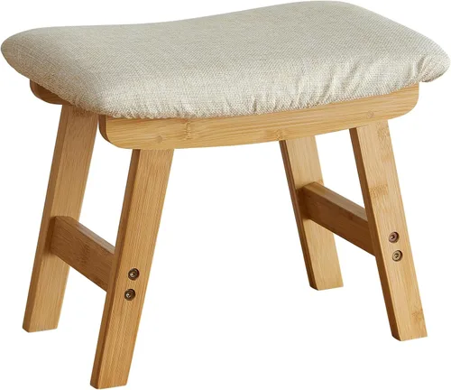 Miniatura 11 de viewcare Reposapiés otomano pequeño, taburete negro - Taburete de pie de madera para sala de estar, dormitorio y cocina