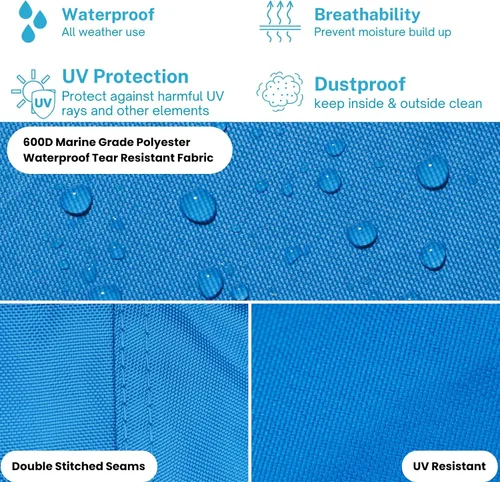 Miniatura 9 de EliteShield Cubierta impermeable para lancha pontón, poliéster 600D resistente grado marino, cubierta de pontón remolcable cubierta de lancha, se