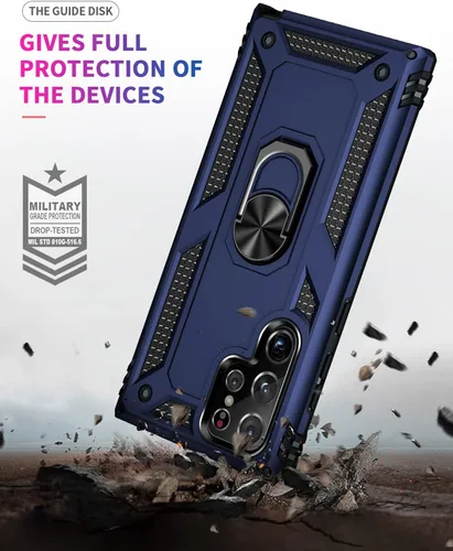 Miniatura 5 de ADDIT Funda S22 Ultra para Samsung Galaxy S22 Ultra, con anillo de soporte, soporte ajustable, grado militar, protección resistente, a prueba de Azul