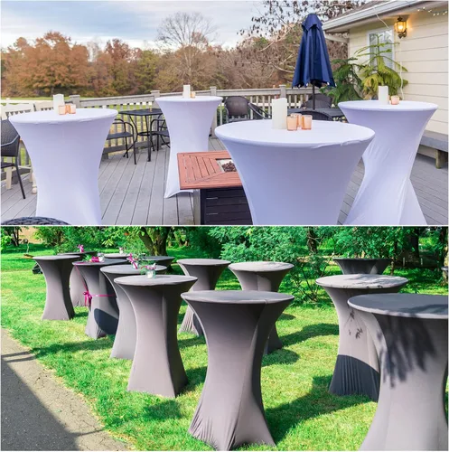 Miniatura 4 de uxcell 4 manteles redondos de cóctel de 24 x 43 pulgadas, mantel elástico Highboy de elastano, mesa alta ajustable para bar, fiesta de boda (negro)