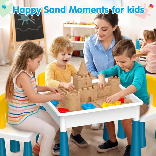 Miniatura 6 de OCATO Juego de mesa de actividades para niños pequeños con 152 piezas de bloques de construcción grandes de mármol todo en uno, mesas de agua, mesas