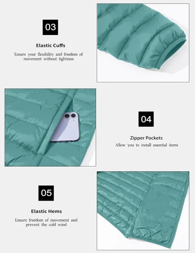 Miniatura 6 de MAGCOMSEN Chaqueta acolchada ligera con capucha para hombre, con cremallera completa, resistente al agua, acolchada, con forro