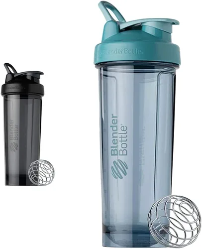 BlenderBottle - Botella mezcladora serie Pro ideal para batidos de proteínas y bebidas de preentrenamiento, 32 onzas, color negro y azul cerúleo