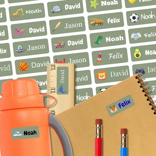 Miniatura 27 de 128 etiquetas adhesivas de nombre personalizadas para guardería, etiquetas de nombre impermeables personalizadas para niños, suministros escolares