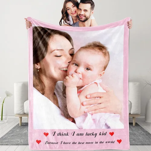 Miniatura 8 de Manta personalizada para el Día de la Madre con collage de fotos, manta personalizada con fotos para mamá, abuela, esposa regalos de hija e hijo