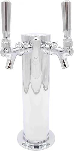 K&B - Torre Kegerator de cerveza de doble grifo de 3 pulgadas, personalizable (grifo cromado, mango de grifo de acero inoxidable)