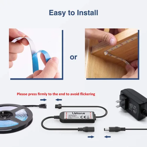 Miniatura 7 de Tira de luces LED blancas de 82 pies, 24 V, regulable, 3000 K-6000 K, cinta LED con control remoto, cinta LED flexible 2835 para cocina, debajo