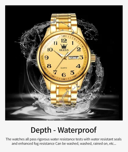 Miniatura 4 de OLEVS Reloj para hombre vestido de negocios diamante analógico cuarzo fecha lujo clásico acero inoxidable impermeable luminoso dos tonos reloj