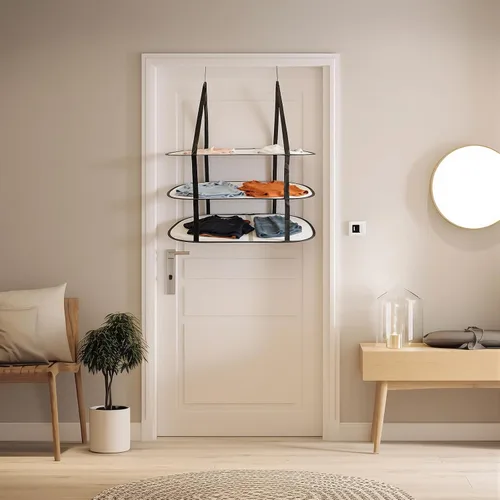 Miniatura 5 de 2 piezas de 3 niveles de malla plana plegable para suéter, ropa y organización de la habitación, perfecto para apartamentos, dormitorios, baños