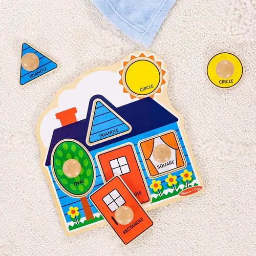 Miniatura 9 de Melissa & Doug First Shapes - Rompecabezas de pomo jumbo con formas, rompecabezas de clavijas de madera para niños pequeños, juguete educativo