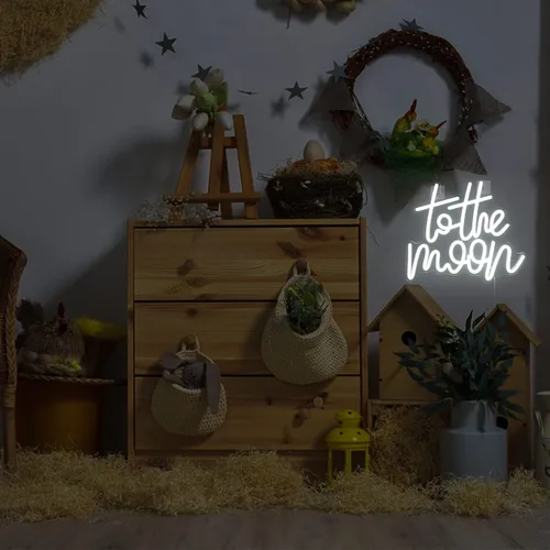 Miniatura 2 de Looklight Letrero de neón de letras a la luna con luces LED, luces de neón blancas para decoración de pared, luz de conectividad, luna iluminada