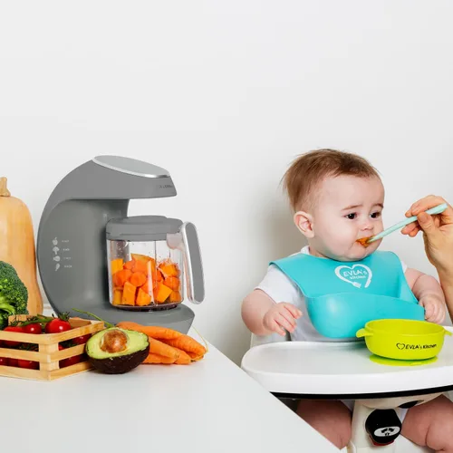 Miniatura 4 de Taza y cuchilla de repuesto con cesta de vapor para máquina de alimentos EVLA'S Baby - Gris