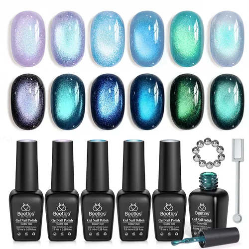 Miniatura 23 de Beetles - Juego de esmaltes de uñas en gel neón, 6 colores, rosado intenso, naranja, amarillo, verde, azul y morado, semipermanentes, uso