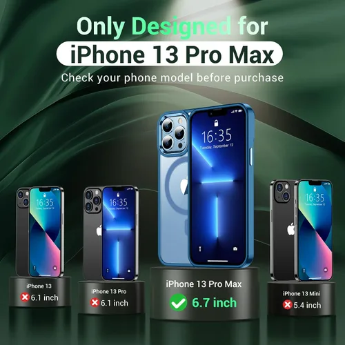 Miniatura 8 de Funda magnética para iPhone 13 Pro Max, [compatible con MagSafe], [antiamarilleo] [protector de pantalla de vidrio + protector de lente de cámara]