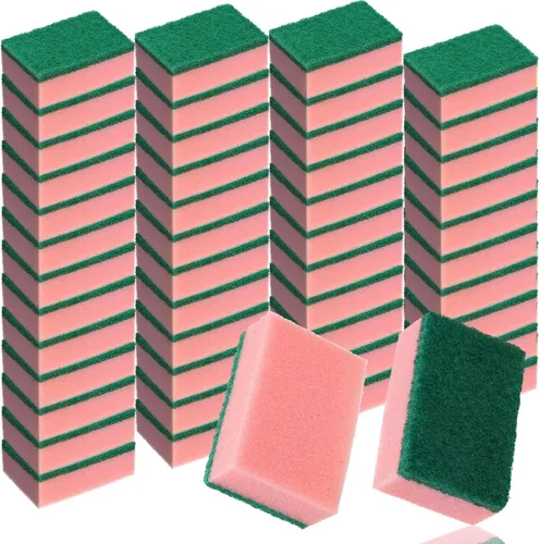Miniatura 9 de Patelai 100 Pcs Heavy Duty Sponges Kitchen Bulk Dish Sponges Scrub Sponge Abrasive Scrubber Cleaning Sponge Non Scratch Scouring Absorbent Dish for