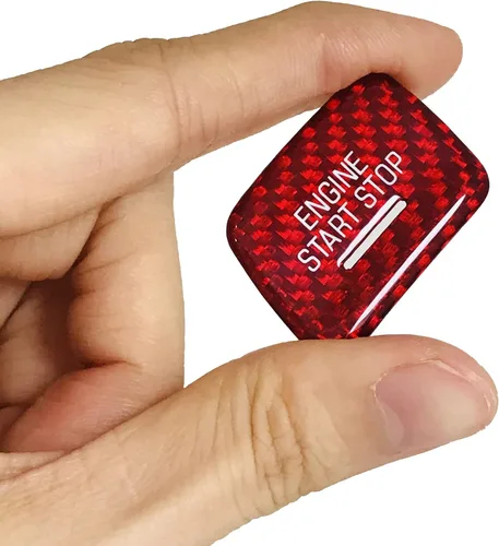 Miniatura 3 de Cubierta de fibra de carbono roja real para el botón de arranque con orificio de luz, compatible con Chevrolet Corvette C7 2014 2015 2016 2017 2018