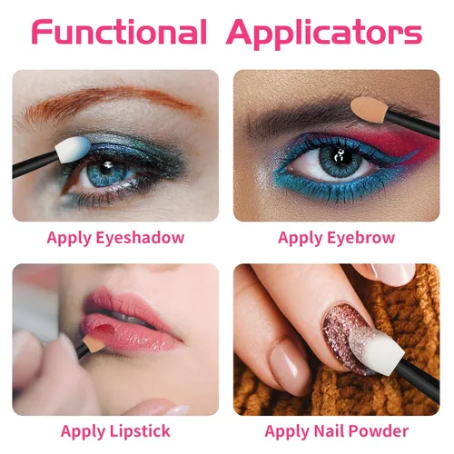 Miniatura 3 de Cuttte Aplicadores de sombra de ojos, brochas de maquillaje – 60 brochas desechables para sombra de ojos, palitos aplicadores de sombra de ojos
