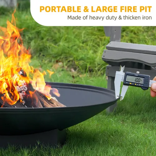 Miniatura 5 de Fogata de 32 pulgadas para exteriores, mesa de fogata de leña para exteriores con parrilla y tapa, hoguera portátil grande para patio trasero
