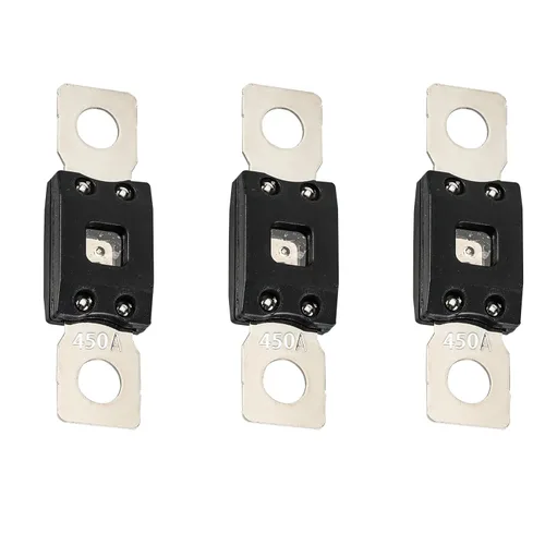 Miniatura 26 de GLOSO Portafusible Mega atornillado con cubierta negra (fusible no incluido) Perno M8 Clasificación de 500 amperios