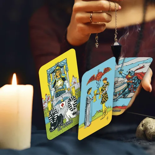 Miniatura 7 de Cartas del tarot originales en español, baraja de 78 cartas, baraja española de tamaño de bolsillo (4.13 x 2.3 pulgadas), cartas de adivinación