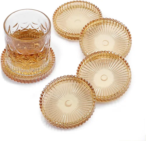 Juego de 5 posavasos modernos transparentes de cristal para bebidas, posavasos redondos y elegantes, bonitos posavasos para mesa de café para