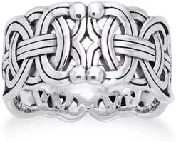 Miniatura 5 de Viking Braided Wedding Band Borre Knot Norse Celtic 10mm Sterling Silver Ring(Sizes 4,5,6,7,8,9,10,11,12,13,14,15)
