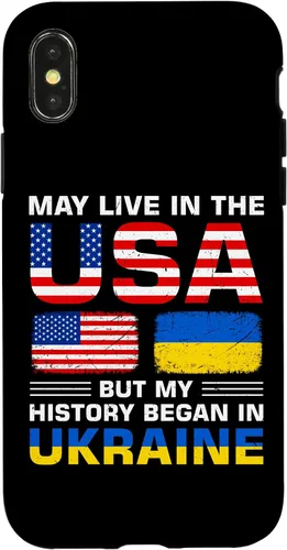Miniatura 5 de Funda para iPhone 13 Pro Max con la bandera de Ucrania y la bandera de Estados Unidos con raíces ucranianas