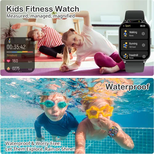 Miniatura 4 de Tixpc Reloj inteligente impermeable para niños con rastreador de actividad deportiva, podómetro Heartrate SpO2, monitor de estrés, linterna