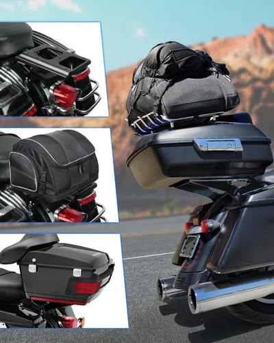 Miniatura 7 de Benlari Soporte desmontable negro para maletero de 2 unidades, soporte para equipaje compatible con Harley Davidson Touring Street Glide Road King